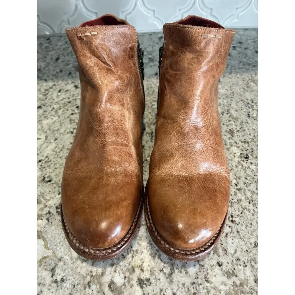 BED|STU Yurisa Leather Booties Tan Rustic 1175 Women's Size 8